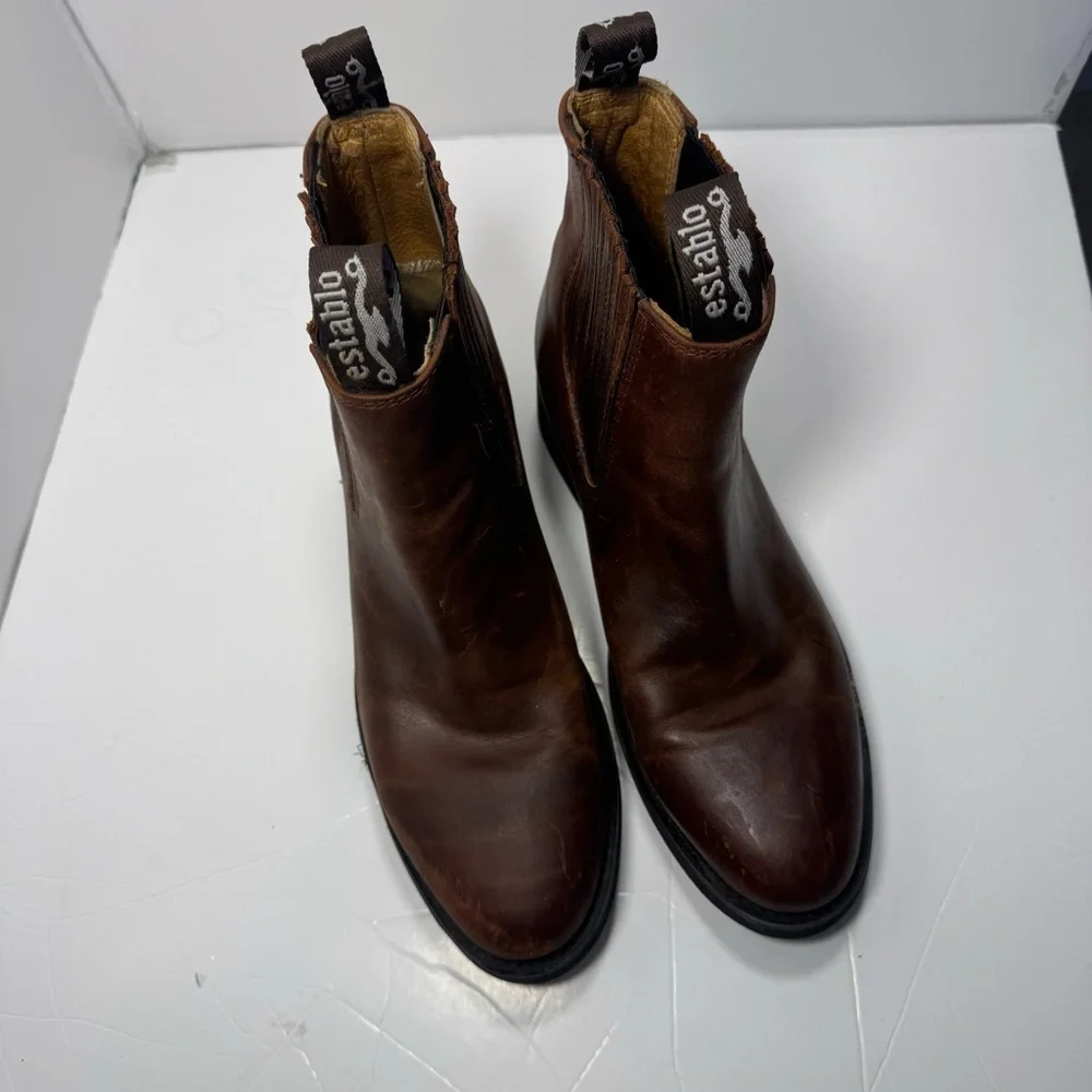 Establo Chelsea Work Boots Men’s 7.5 Brown Leather Elastic Ankle Mexico Made